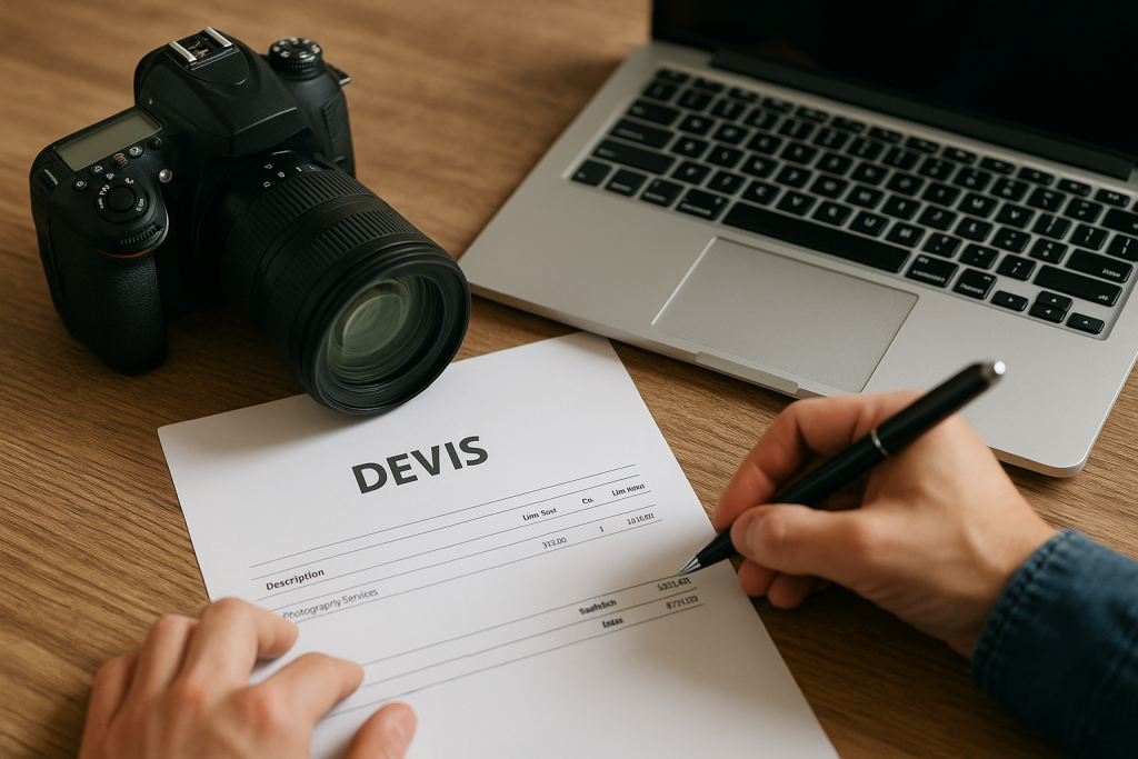 Image illustrant la création d'un devis pour photographe